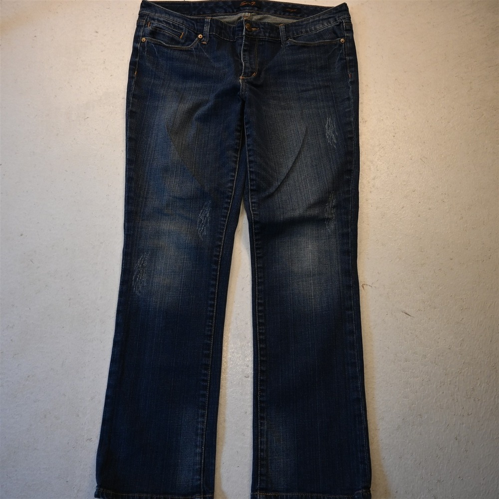 Seven7 14 Mid Rise Straight Dark Stretch Denim Womens Jeans